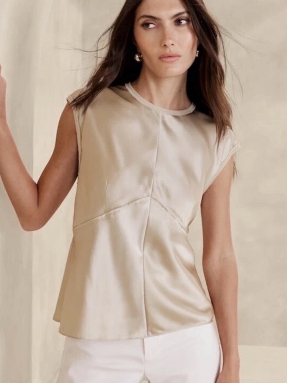 100% Silk Top, Banana Republic Silk Shirt, Bias Cut Silk, Minimalist Top